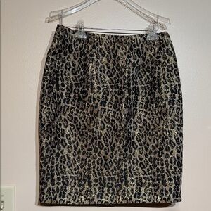 Sunny Leigh Black and Gold Leopard Pencil Skirt